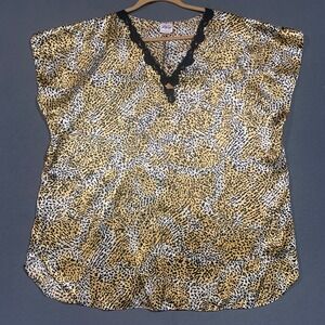 Just My Size 4X Leopard Print Satin Sleep Shirt Lace Trim Nightgown Mobwife